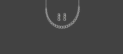 Luna Halo Diamond Necklace Set Silver