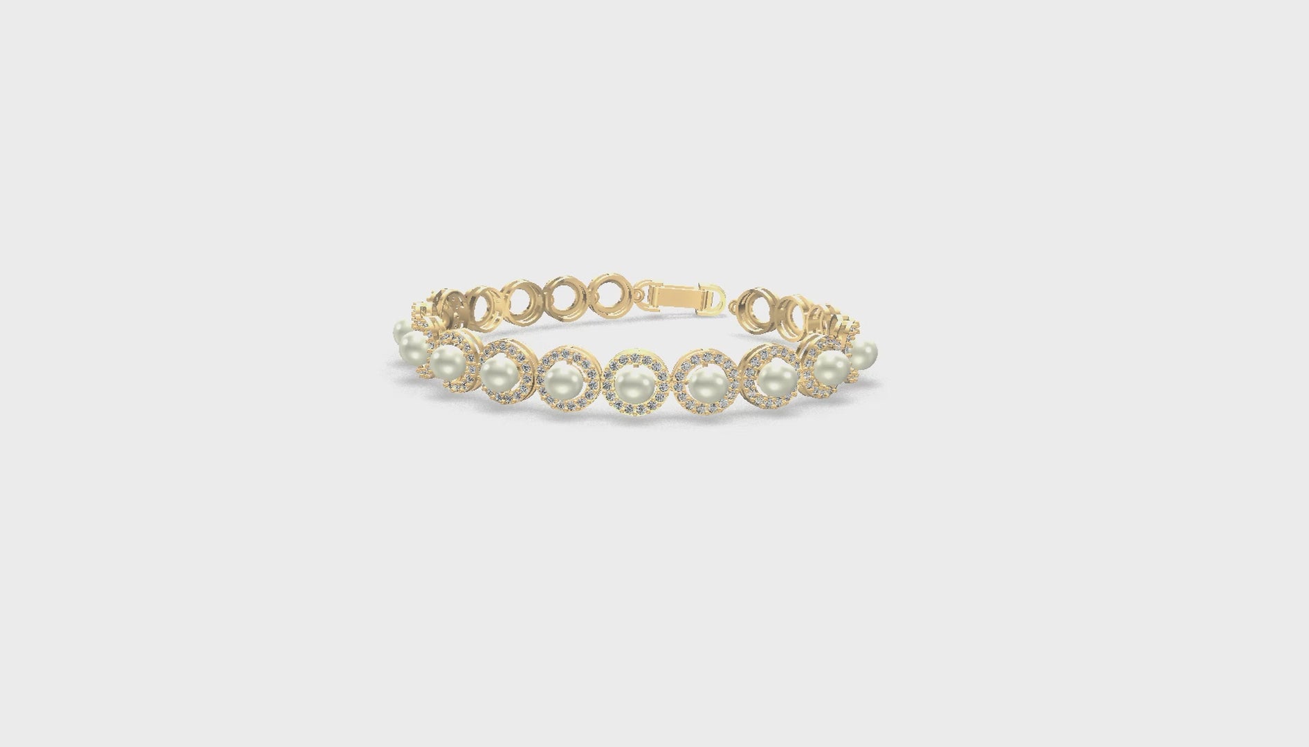 Meher Pearl &amp; Diamond Halo Bracelet Gold