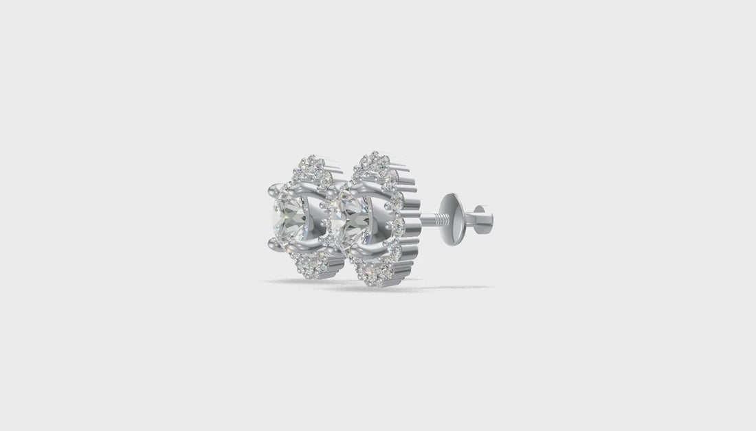 Celestia Bloom Stud Earrings Platinum