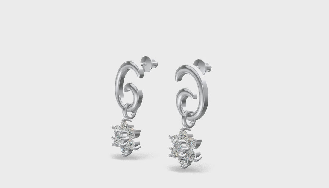 Celestia Swirl Floral Earrings Silver