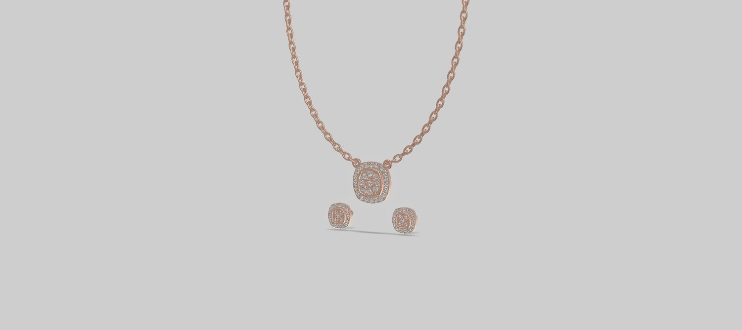 Celeste Glow Cushion Diamond Chain Set Gold