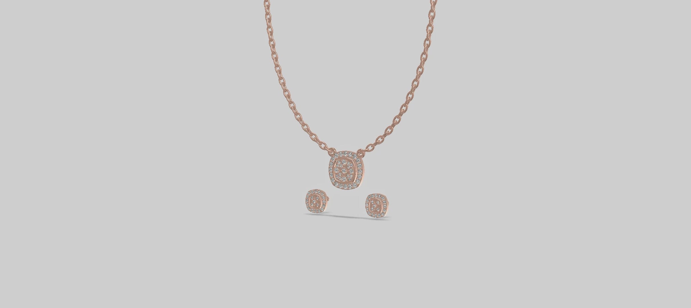 Celeste Glow Cushion Diamond Chain Set Gold