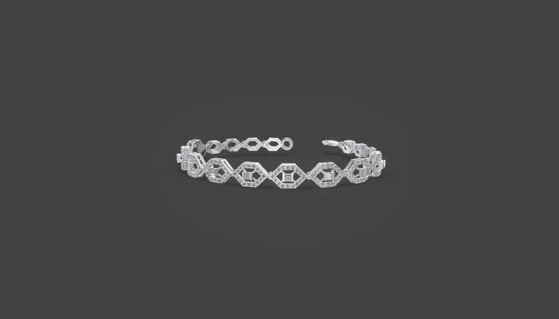 HexaBloom Sapphire Diamond Bracelet Silver