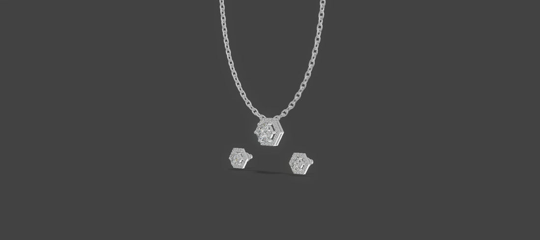 Ruby Hexa-Halo Trio Necklace Silver