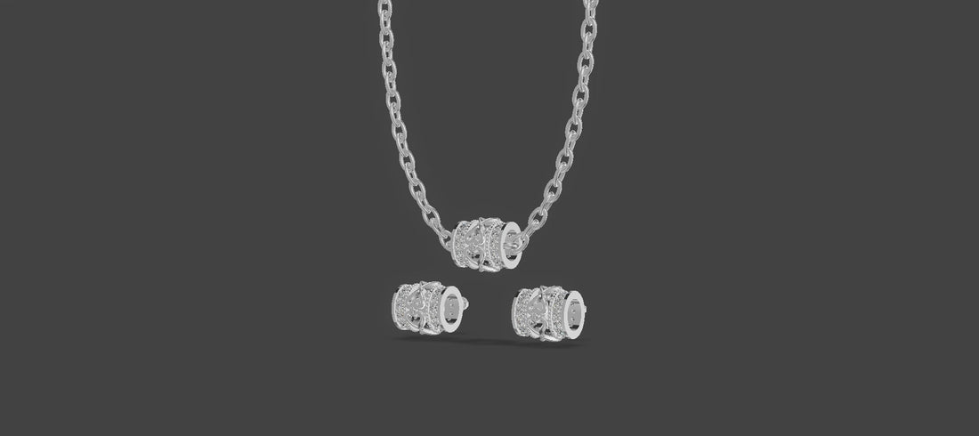 Eternal Embrace Heart Diamond Chain Set Silver