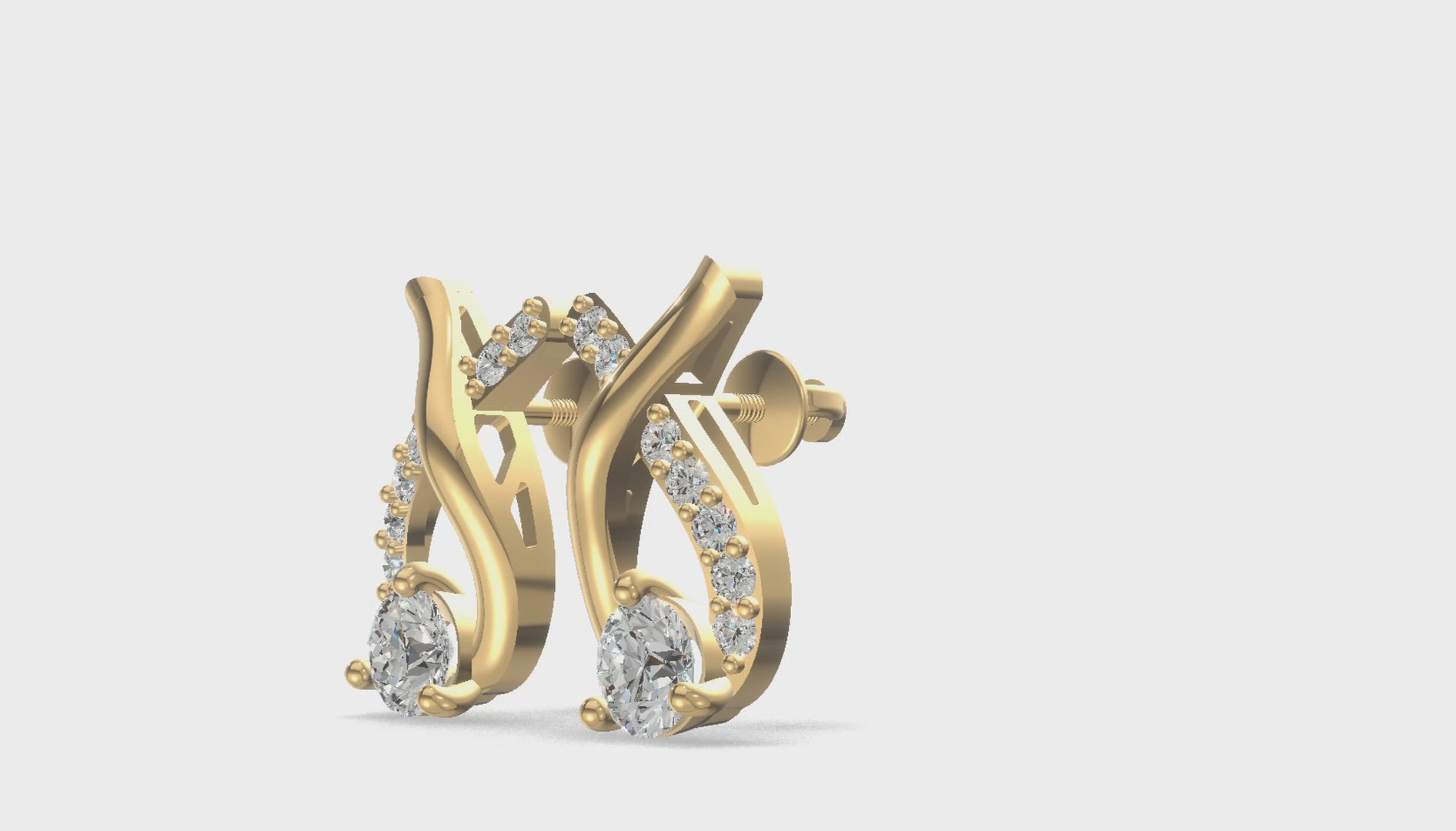 Radiant Ribbon Curve Earrings Gold